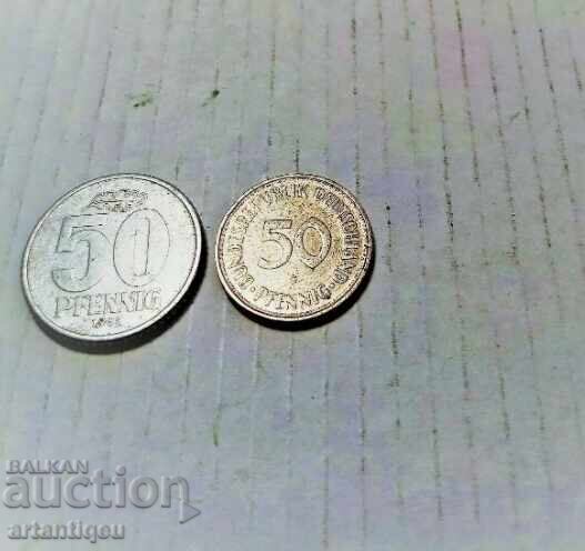 Доставка на Лот от две монети немски пфениг - от 1950 и 1958г Доставка на Лот от две монети немски пфениг - от 1950 и 1958г