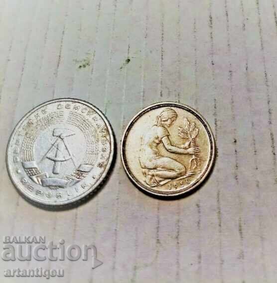 Лот от две монети немски пфениг - от 1950 и 1958г Лот от две монети немски пфениг - от 1950 и 1958г