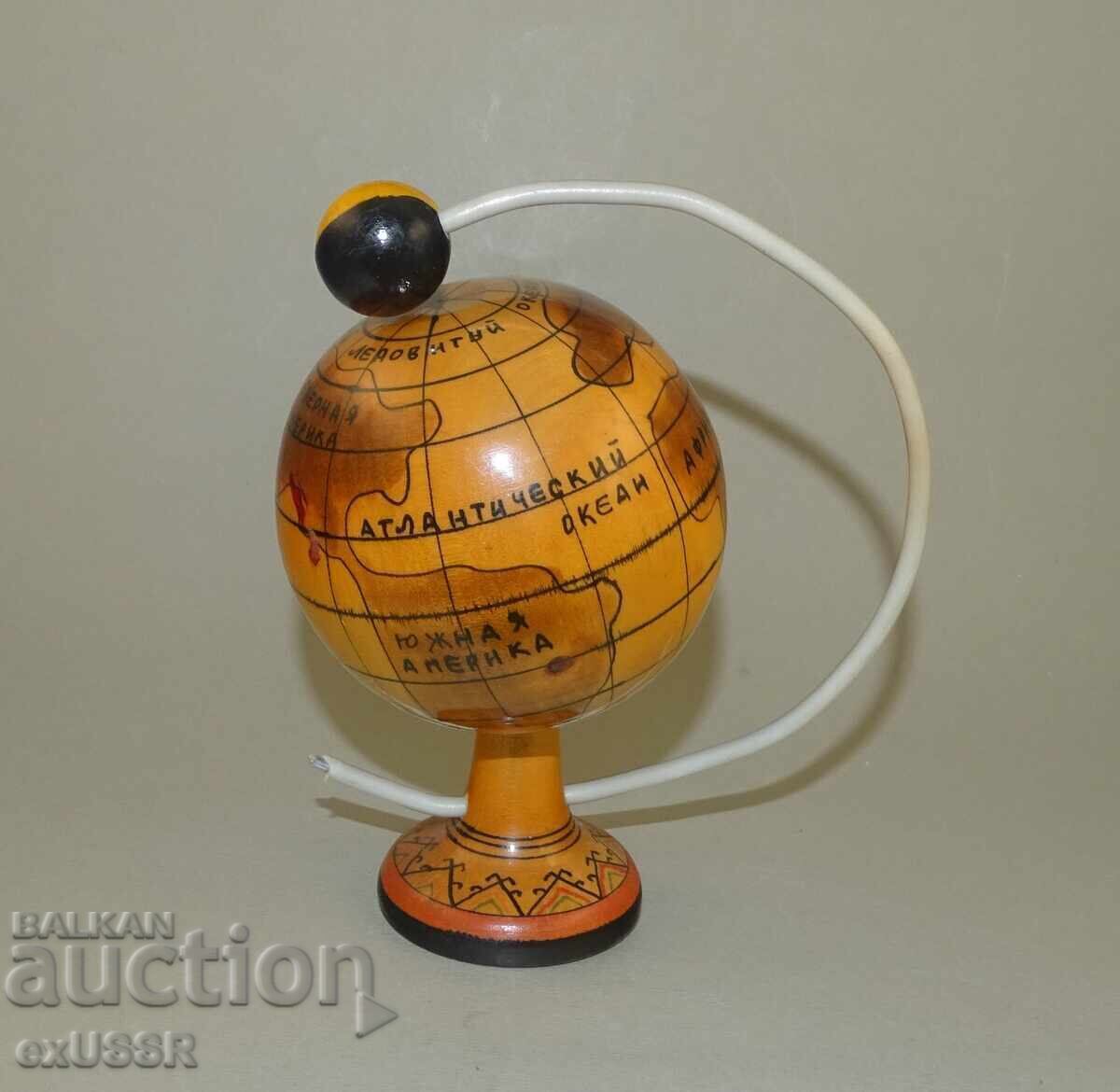 Small Russian USSR globe with the moon, wooden, space, souvenir with price 15.00 BGN | € 7.67