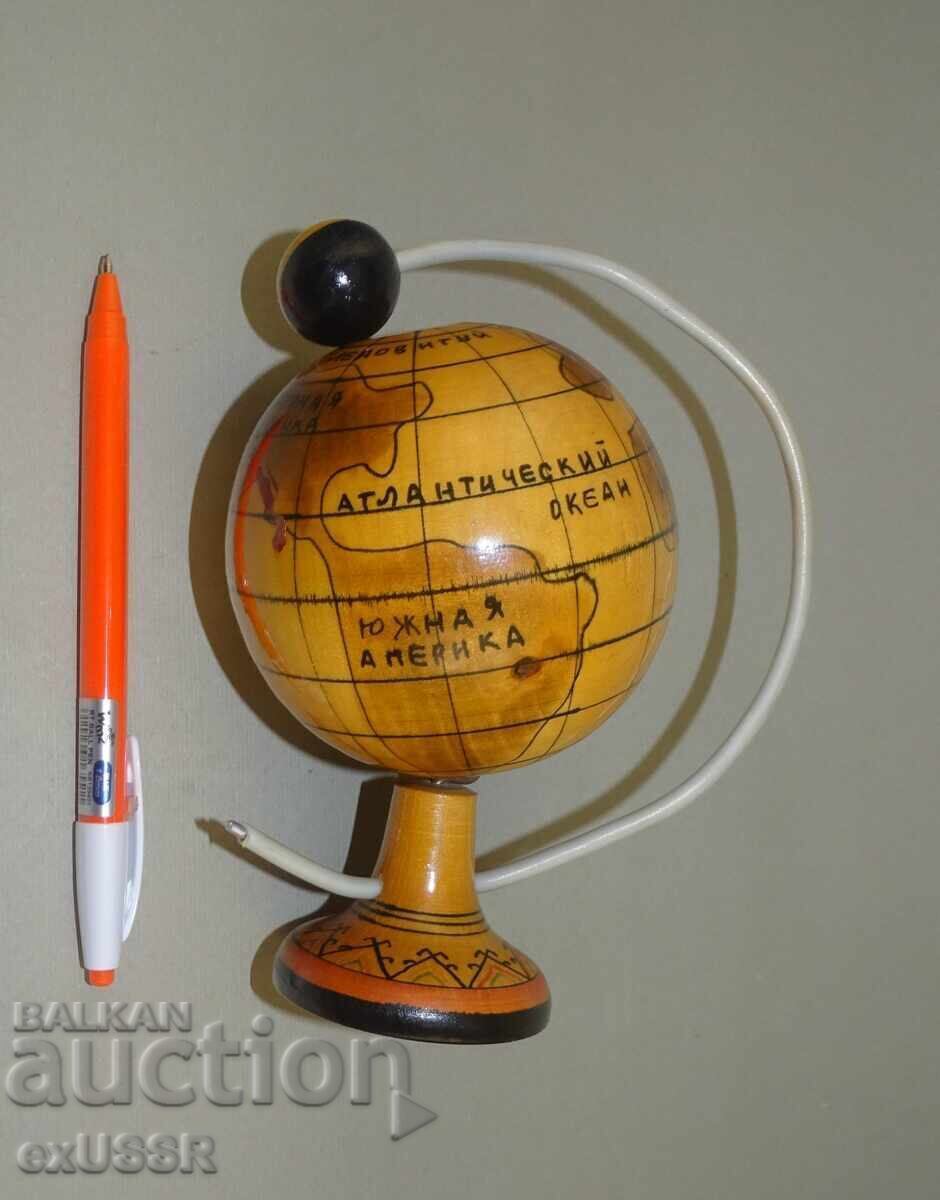 Delivery of Small Russian USSR globe with the moon, wooden, space, souvenir