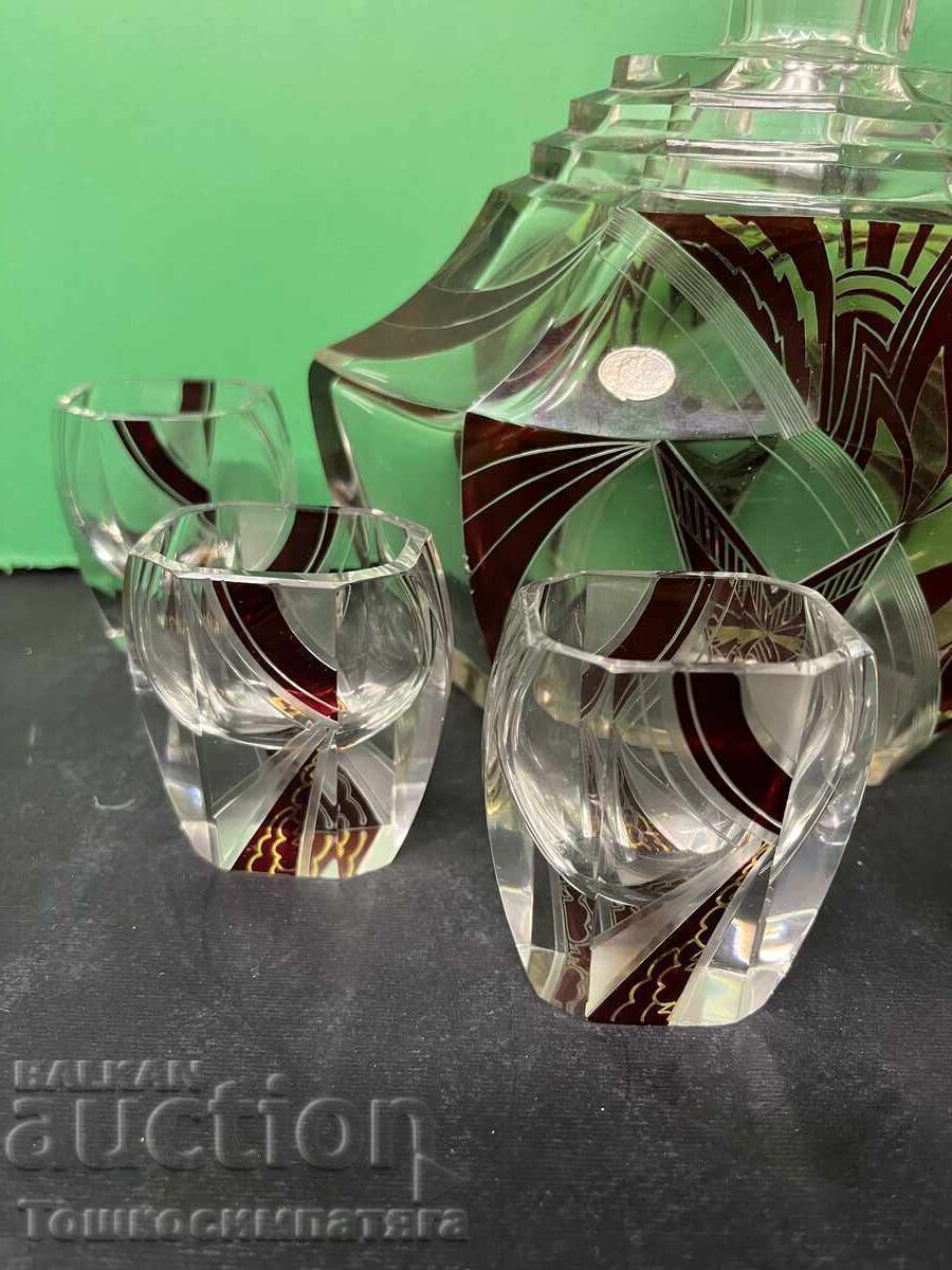 Γυάλινη Καράφα Βοημίας με 6 σφηνάκια με τιμή 220.00 BGN | € 112.48