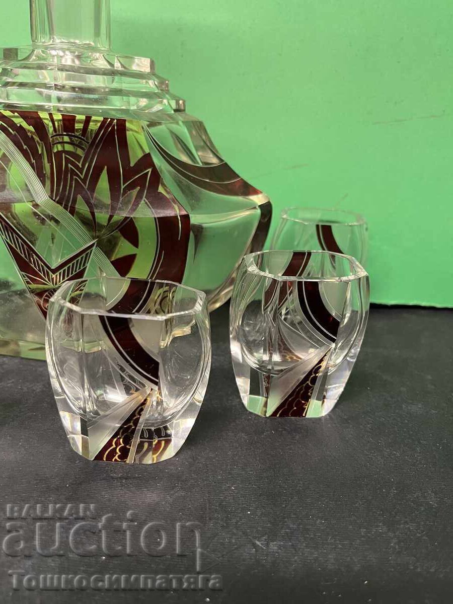 Δημοπρασία Γυάλινη Καράφα Βοημίας με 6 σφηνάκια