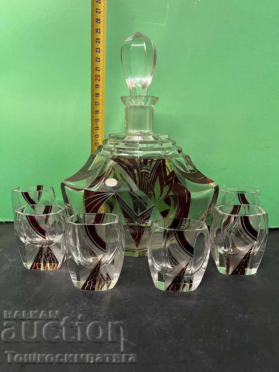 Παράδοση Γυάλινη Καράφα Βοημίας με 6 σφηνάκια