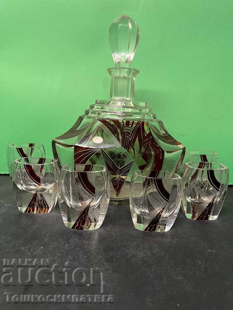 Γυάλινη Καράφα Βοημίας με 6 σφηνάκια - 5