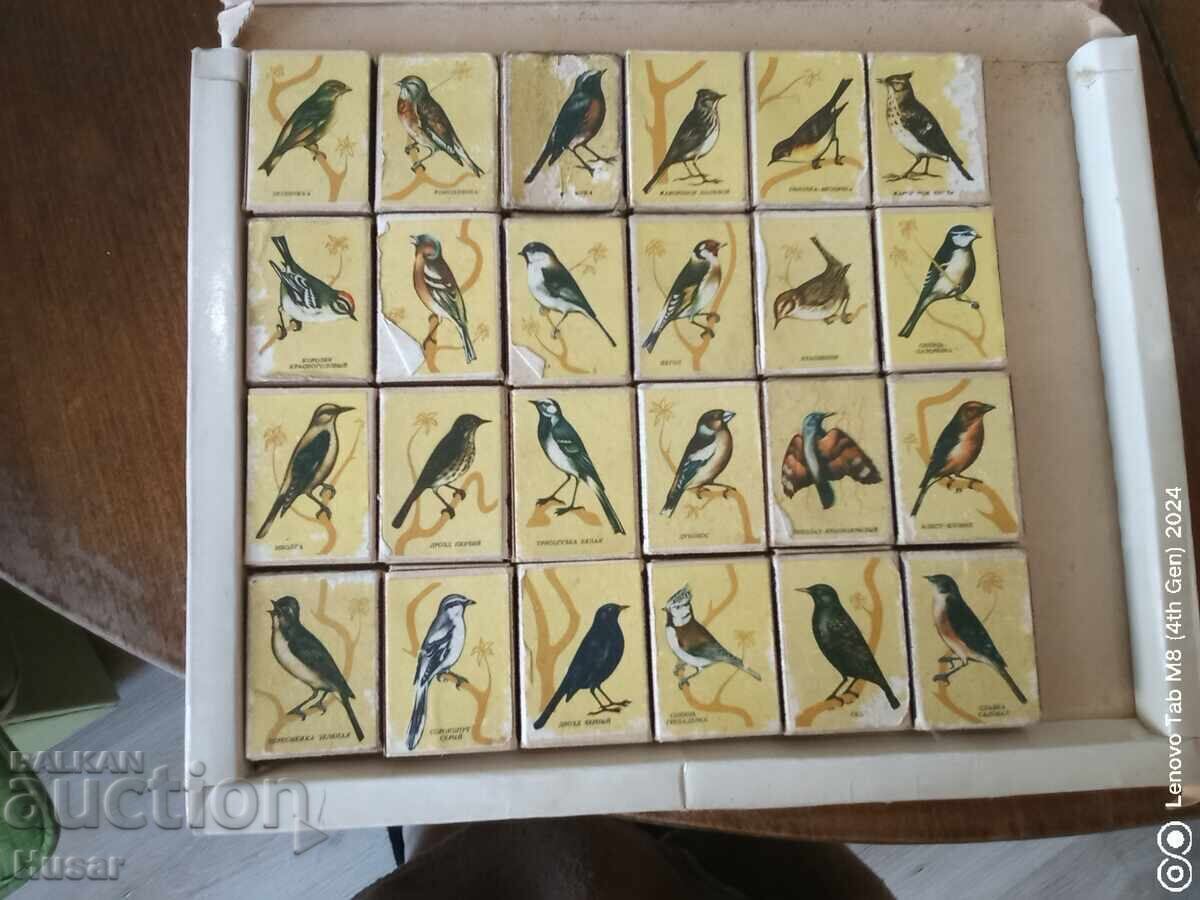 Licitație Lot de chibrituri rusești (URSS), păsări cântătoare, 24 buc, chibrituri