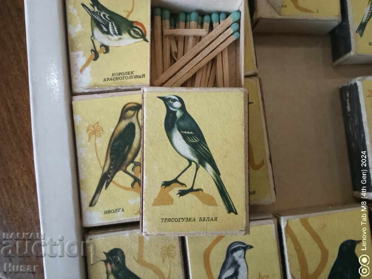 Лот Руски (СССР)  кибрити, пойни птици, 24 бр, кибрит - 6