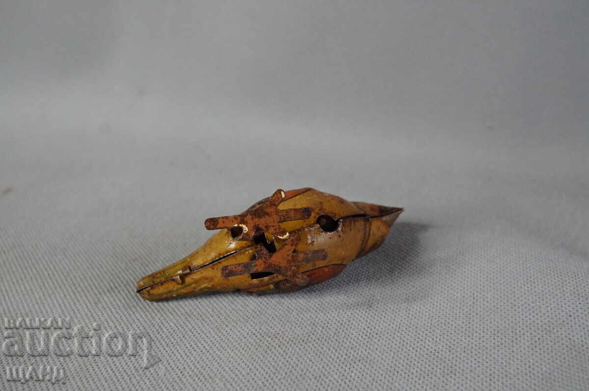 Παράδοση Παλαιό Γερμανικό Μεταλλικό μηχανικό παιχνίδι φιγούρα κοτόπουλο πουλί