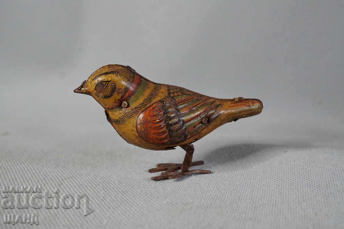 Παλαιό Γερμανικό Μεταλλικό μηχανικό παιχνίδι φιγούρα κοτόπουλο πουλί