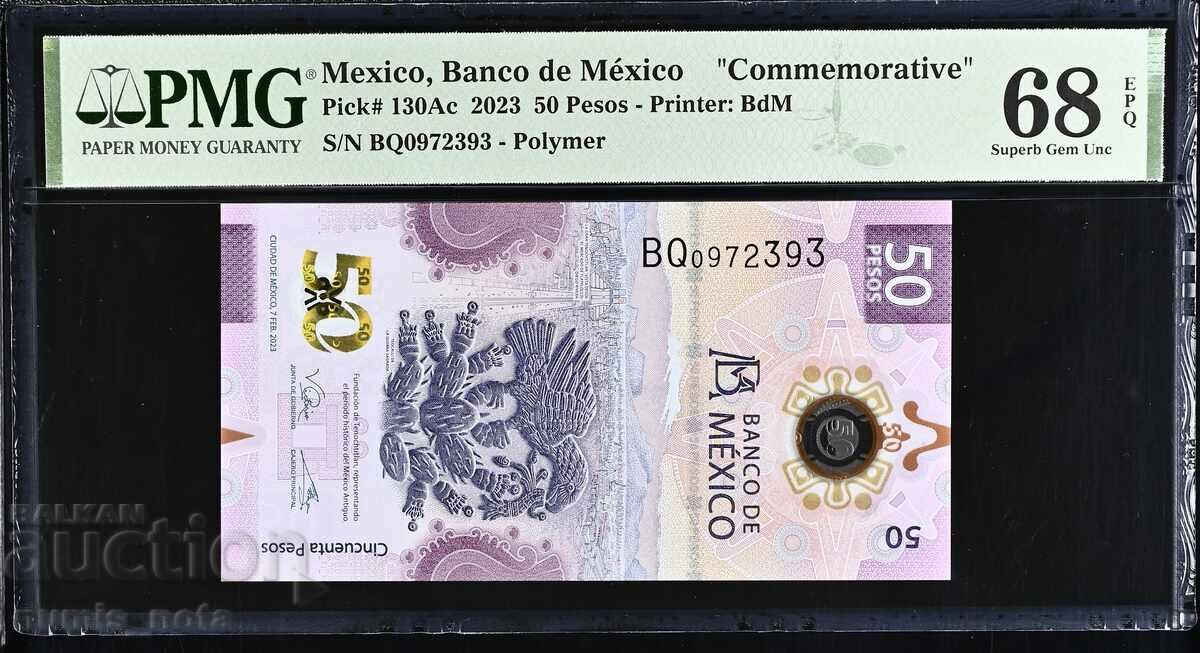 Mexico 50 Pesos 2023 Year PMG 68
