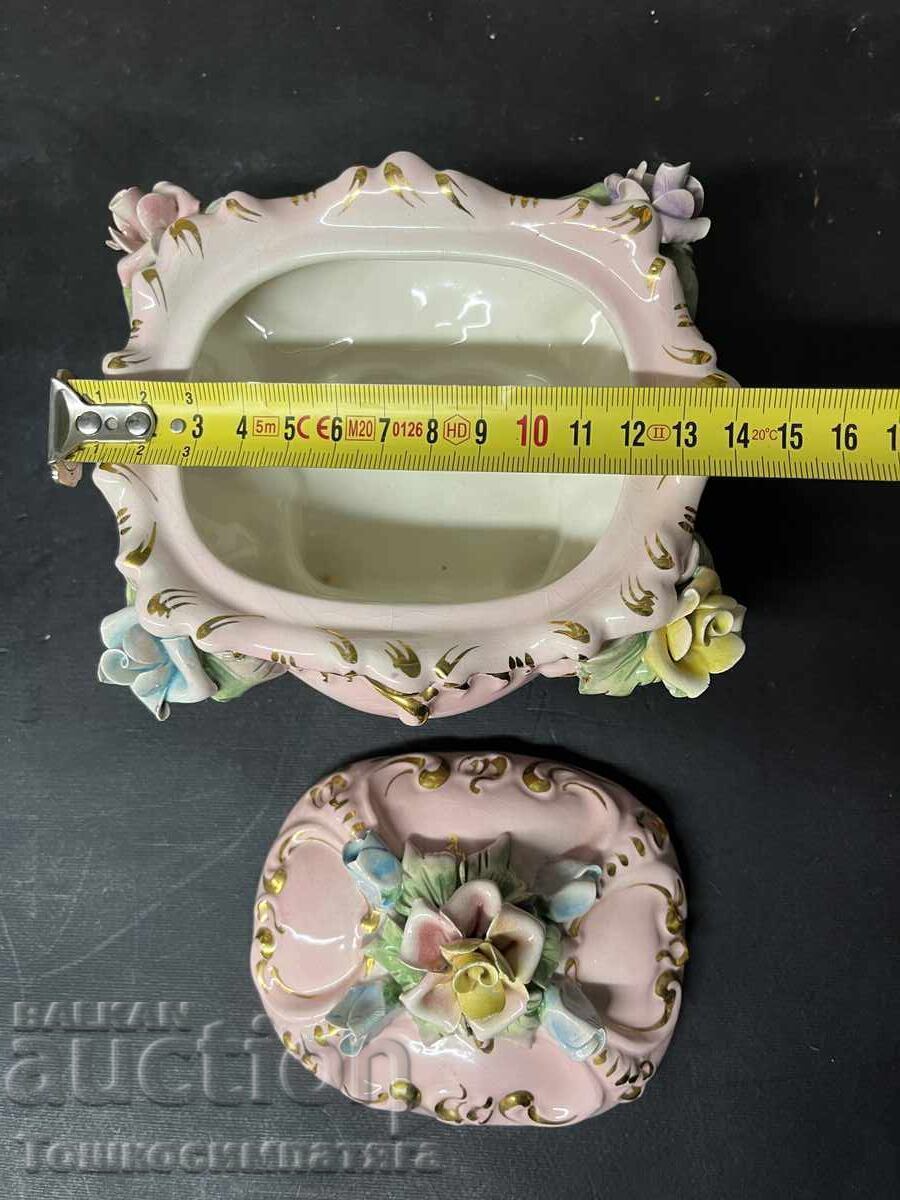 Ιταλικό πορσελάνινο κηροπήγιο και κουτί κοσμημάτων - 6