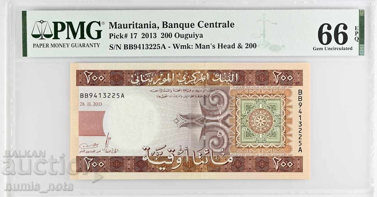 Mauritania 200 Ouguiya 2013 Year PMG 66