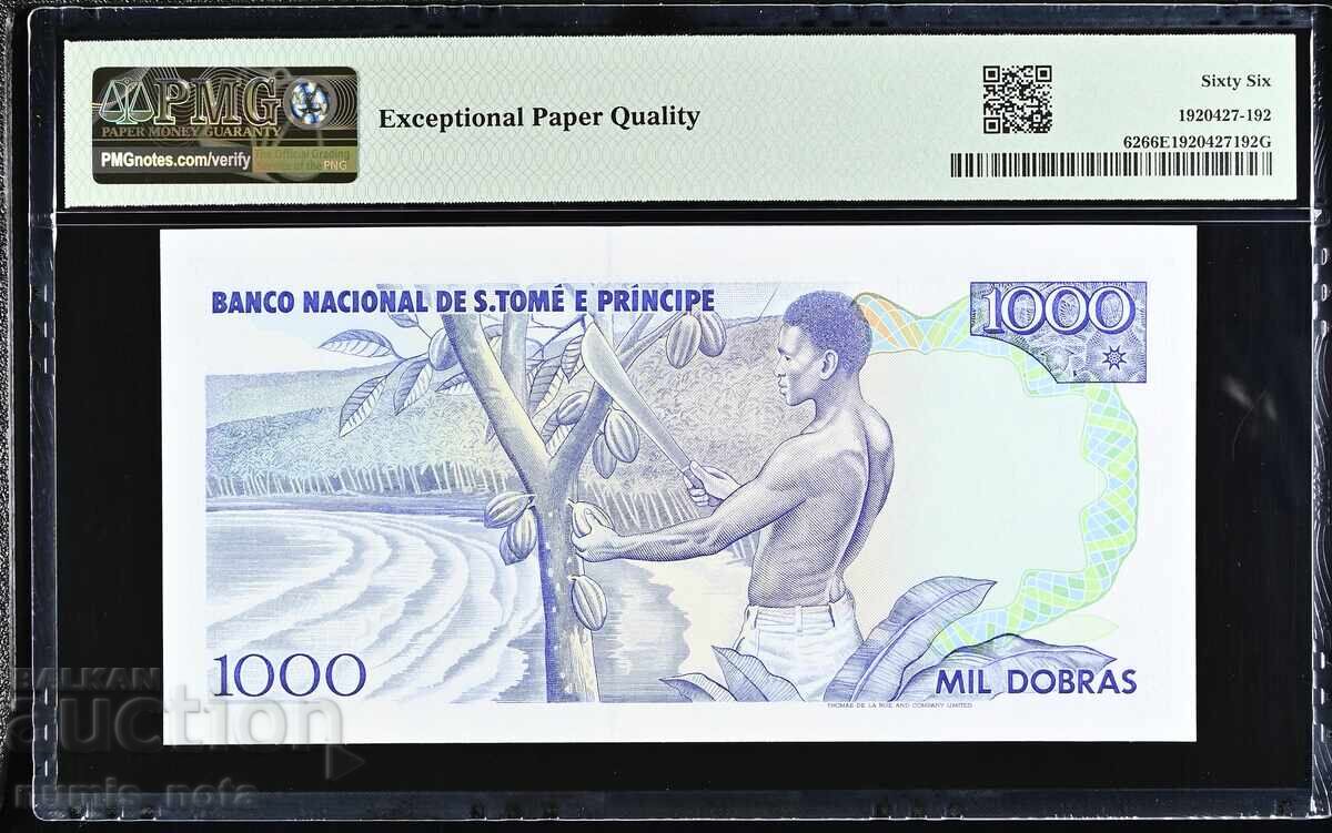 São Tomé și Príncipe 1000 dobra 1989 PMG 66 cu preț 95.00 BGN | € 48.57