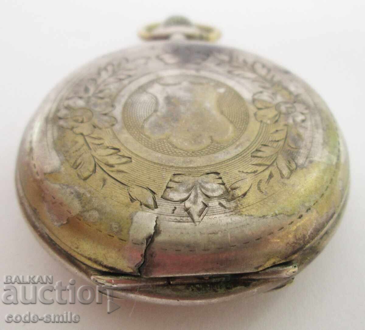 Licitație Ceas de buzunar vechi din argint - funcționează - pentru restaurare