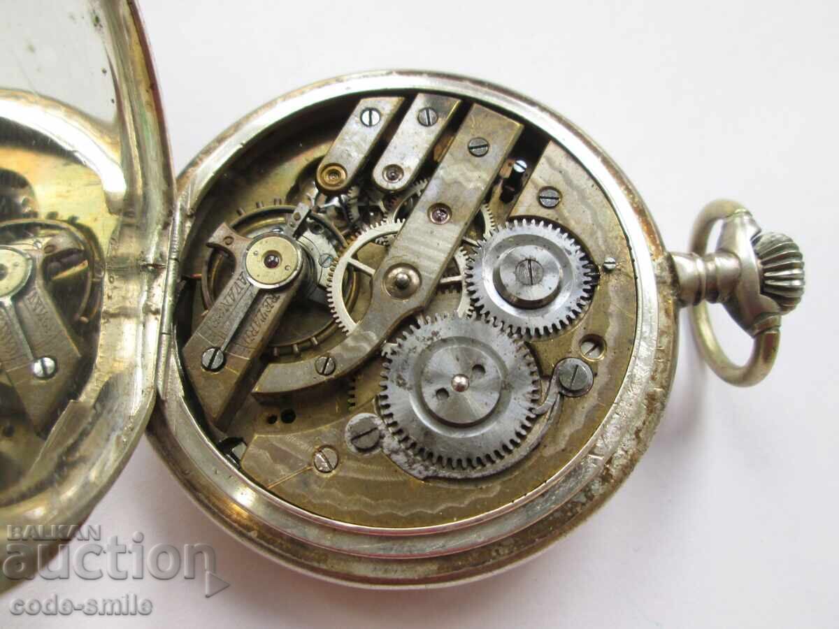 Ceas de buzunar vechi din argint - funcționează - pentru restaurare - 5