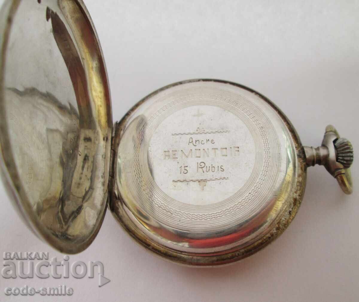 Ceas de buzunar vechi din argint - funcționează - pentru restaurare - 6
