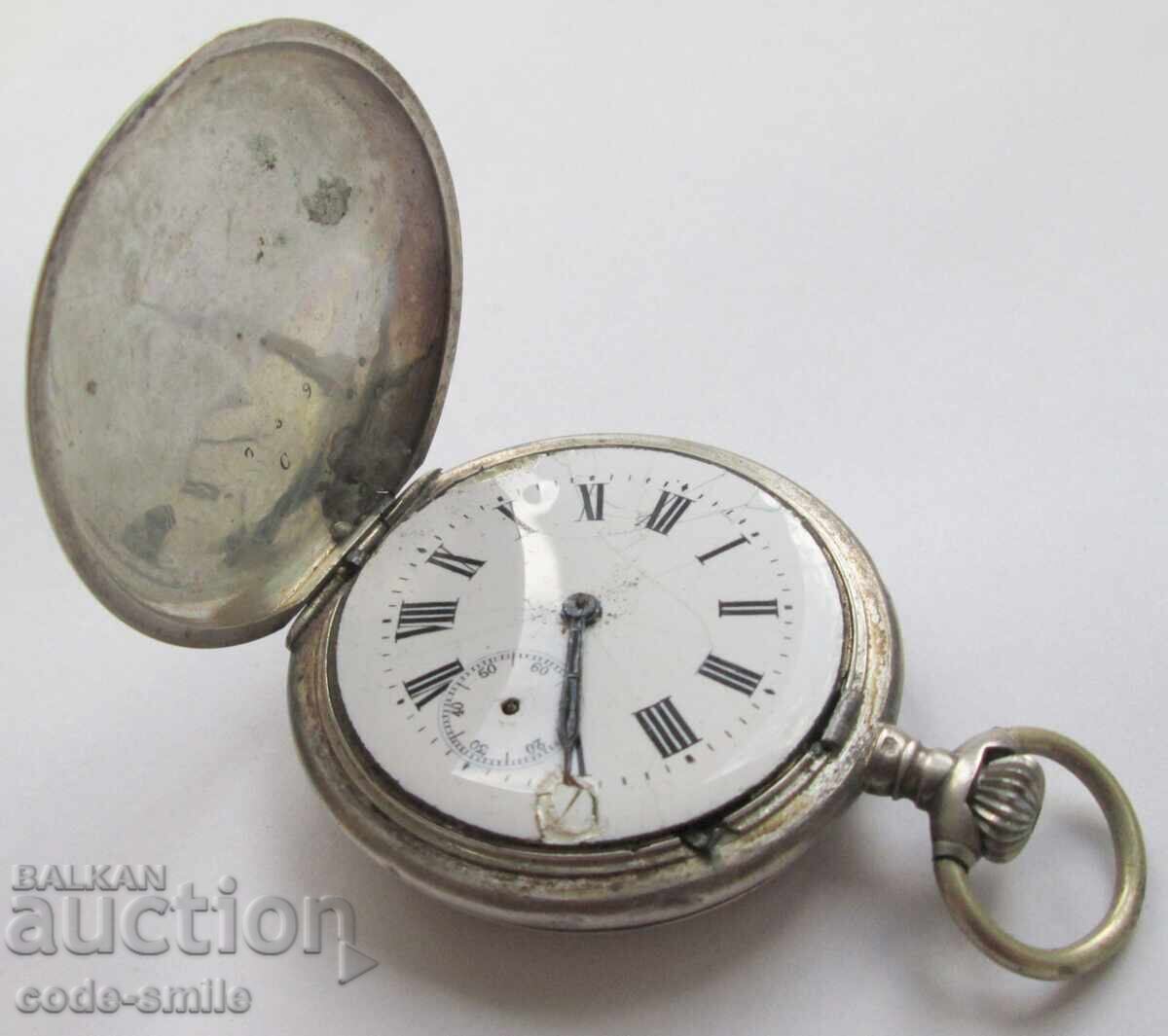 Ceas de buzunar vechi din argint - funcționează - pentru restaurare - 7