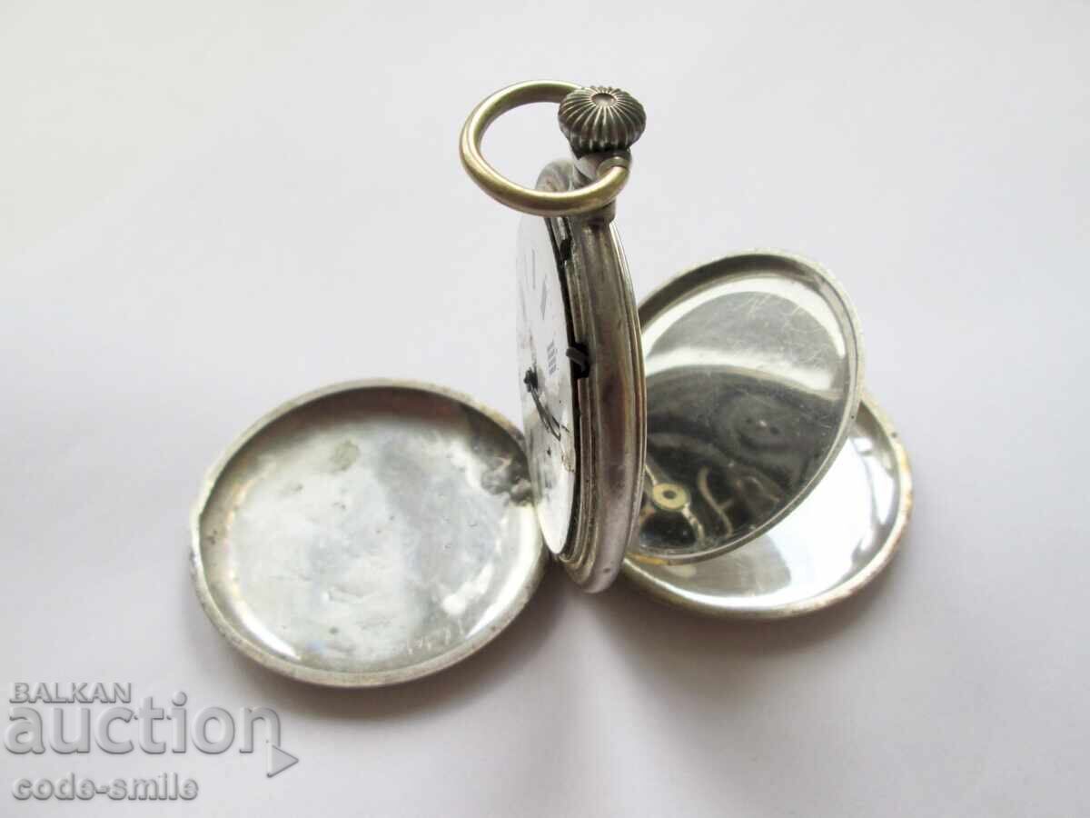 Ceas de buzunar vechi din argint - funcționează - pentru restaurare