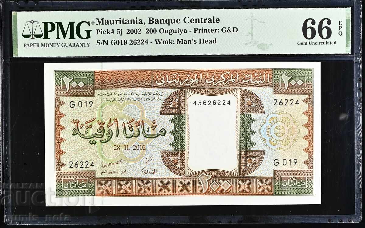 Μαυριτανία 200 ουγκιά 2002 PMG 66
