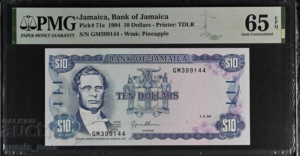 Jamaica 10 dolari 1994 PMG 65