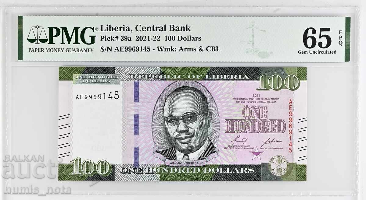 Liberia 100 dolari 2021 PMG 65