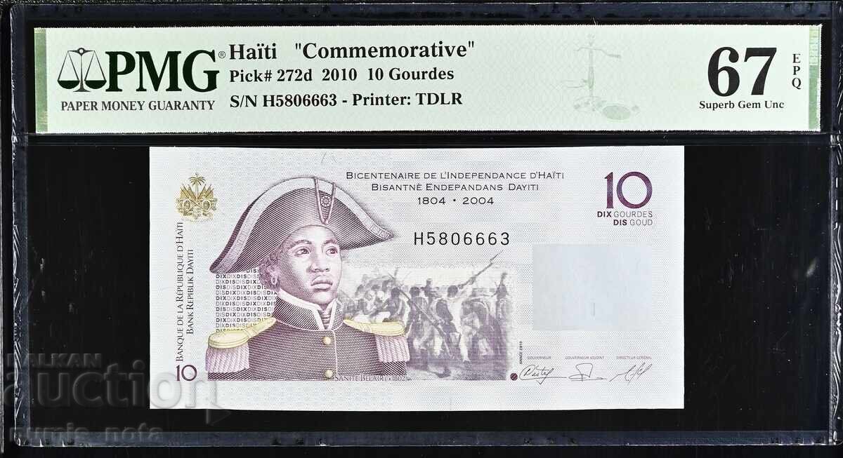 Haiti 10 gourdes 2004 anul PMG 67