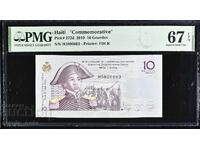 Haiti 10 gourdes 2004 anul PMG 67