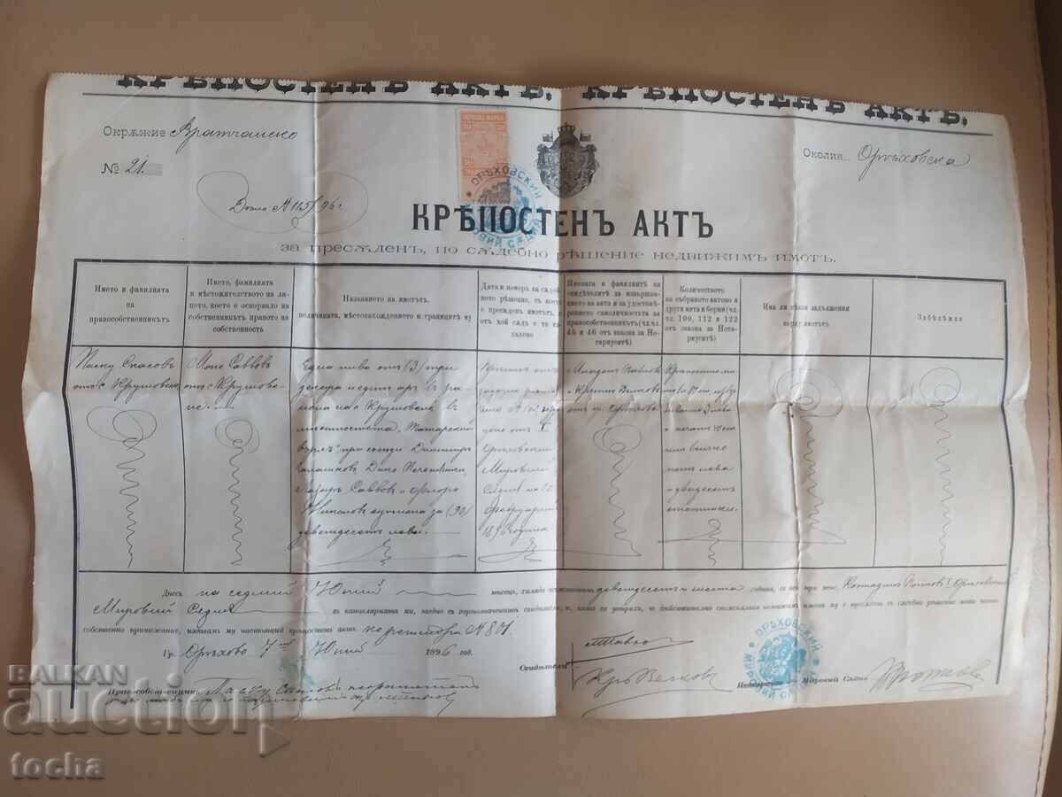 Deed of Ownership 1896, preserved