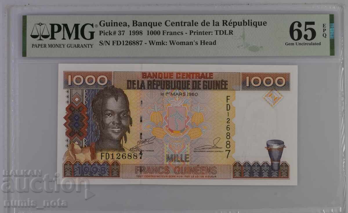 Guinea 1000 Francs 1998 Year PMG 65