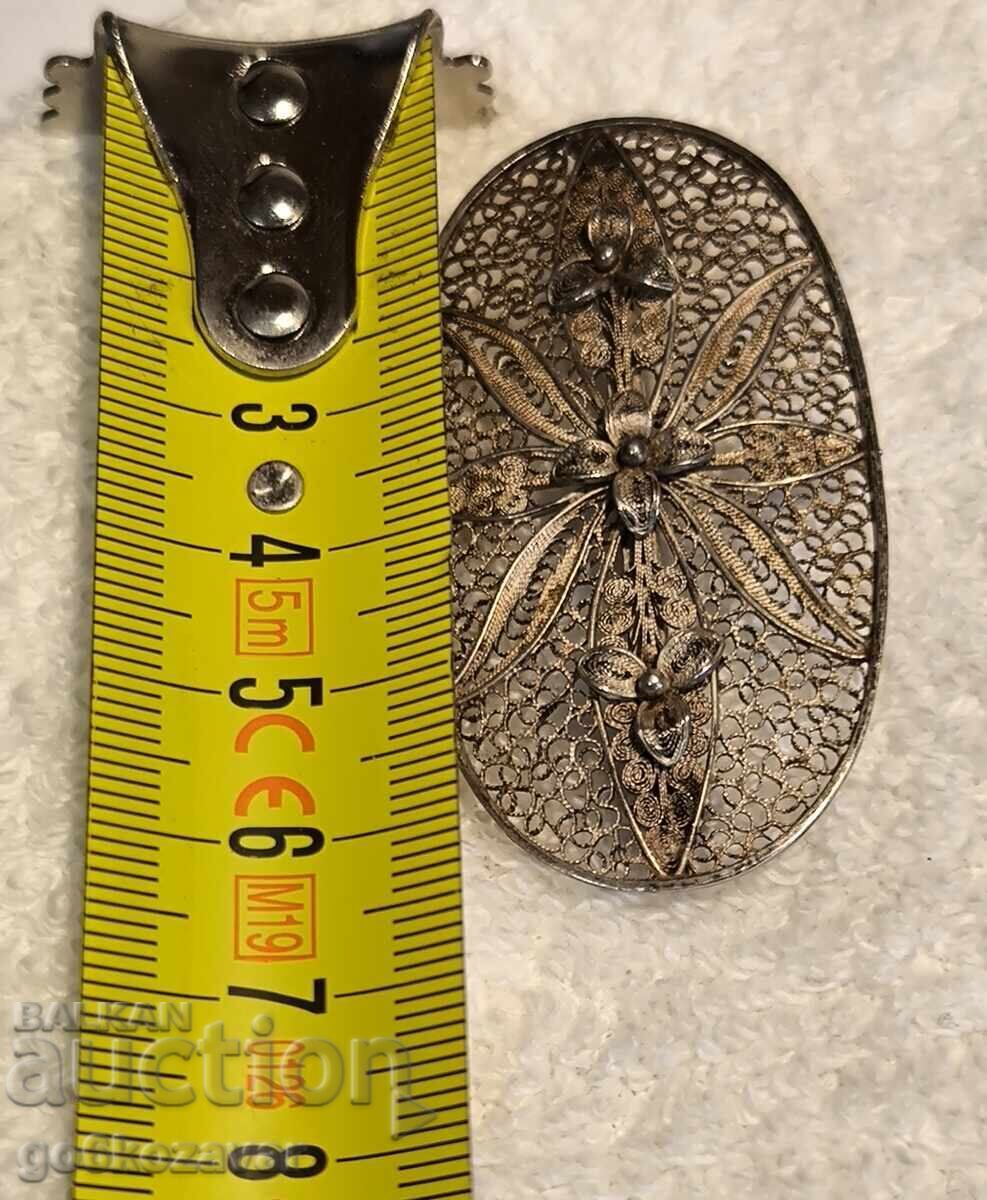 Filigree, Old Large Wonderful Brooch! Silver, perfect! - 6