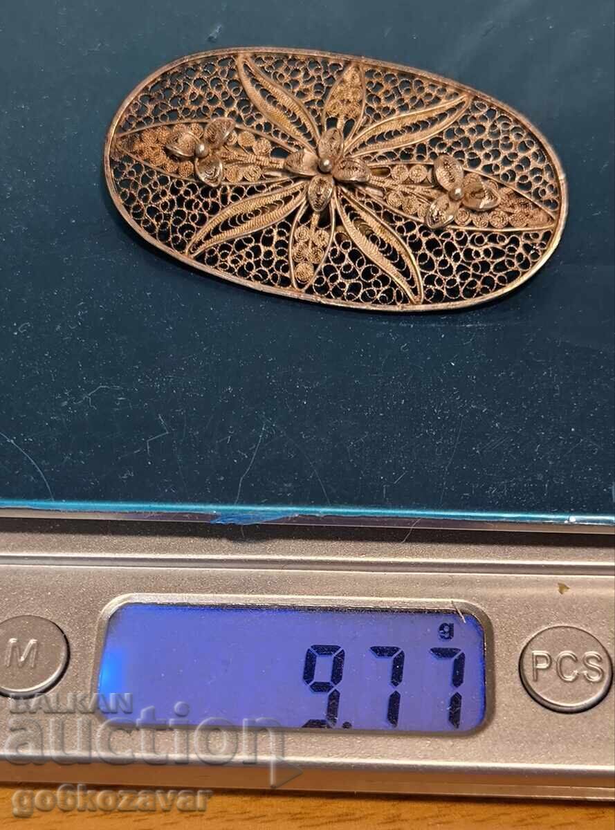 Filigree, Old Large Wonderful Brooch! Silver, perfect! - 7