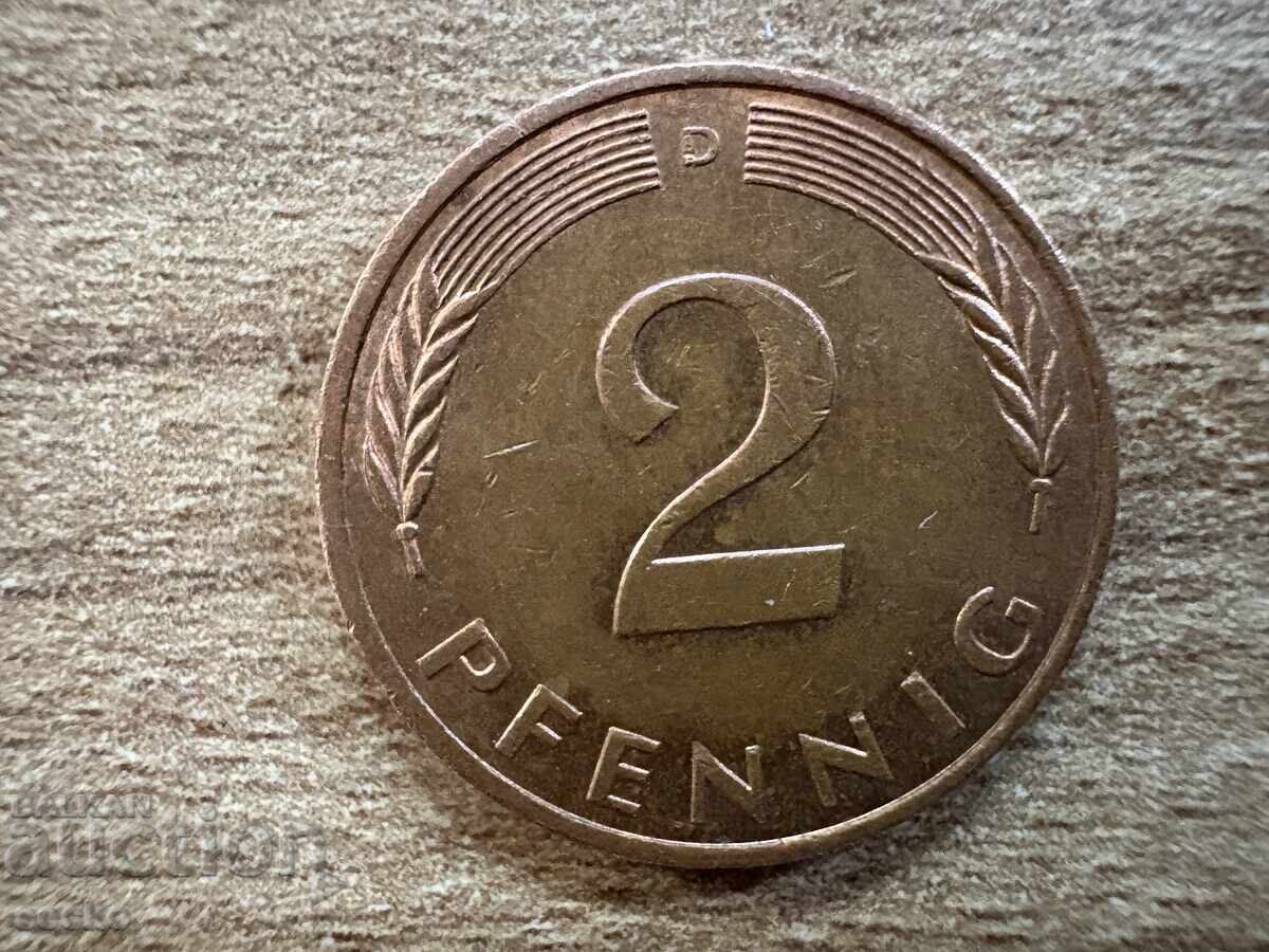 Германия - 2 пфенигa (1990) - D Германия - 2 пфенигa (1990) - D