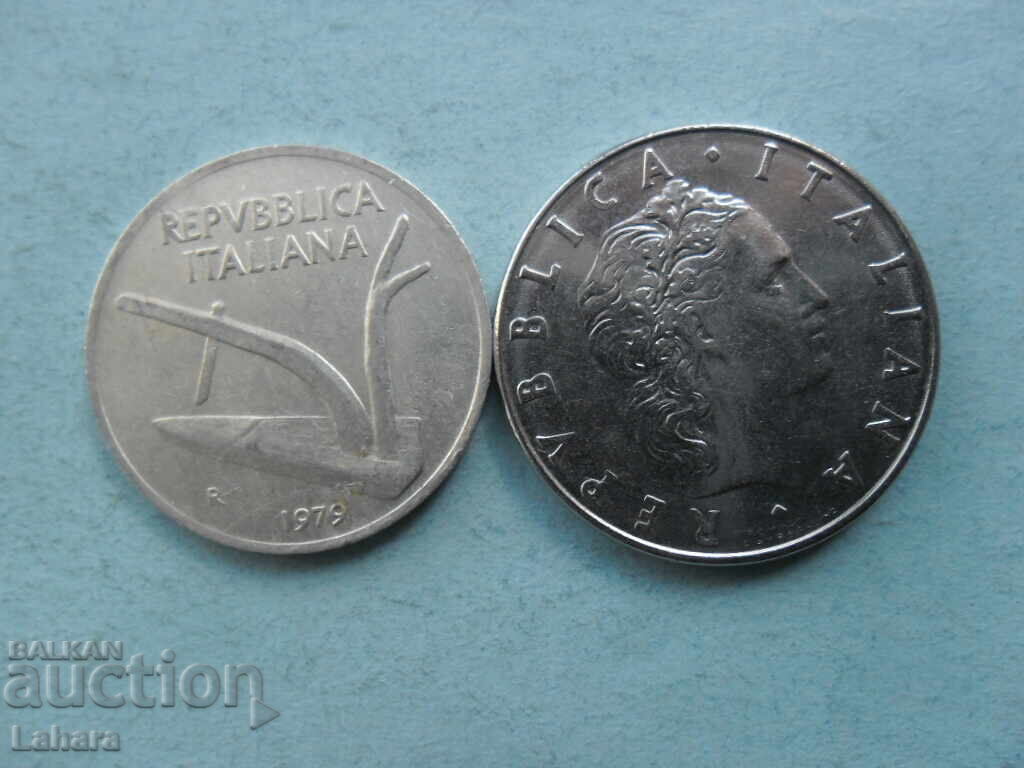 10 и 50 лири 1979 г. Италия с цена 1.00 лв. | € 0.51 10 и 50 лири 1979 г. Италия с цена 1.00 лв. | € 0.51