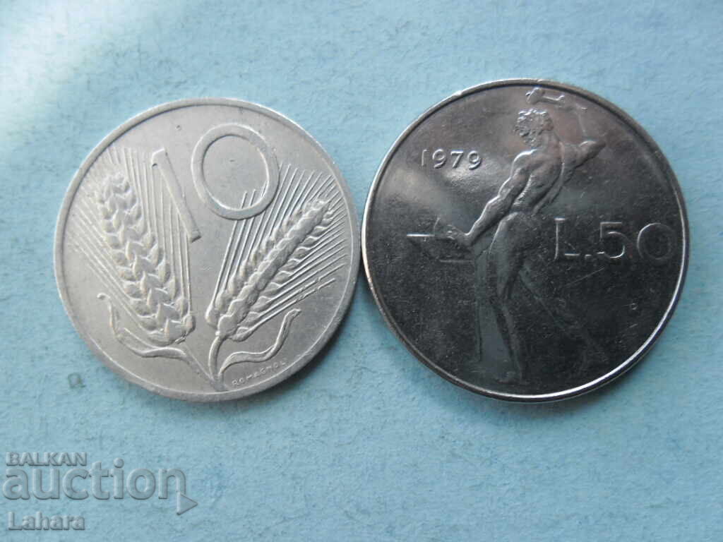 10 и 50 лири 1979 г. Италия 10 и 50 лири 1979 г. Италия