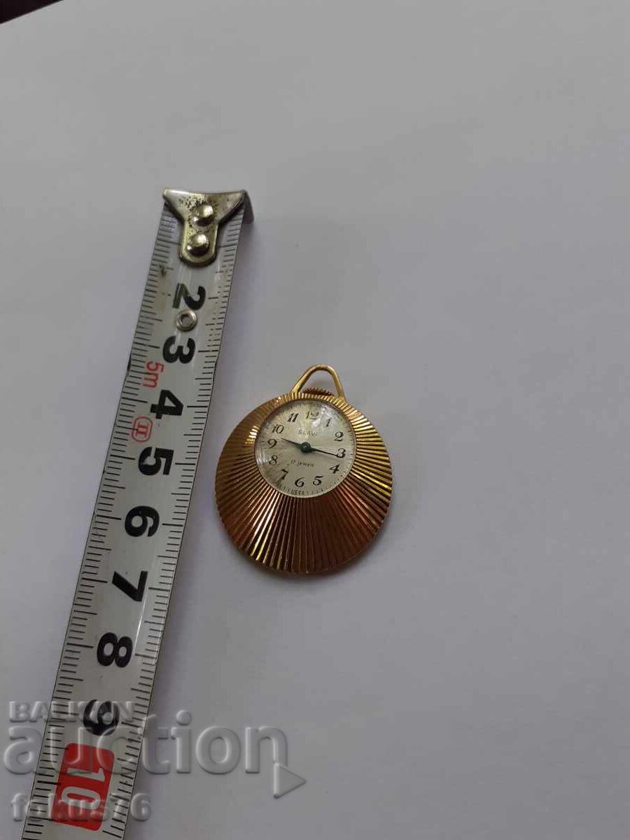 Παλιό ρωσικό ρολόι Slava μενταγιόν με επιχρύσωση 6 micron - 7