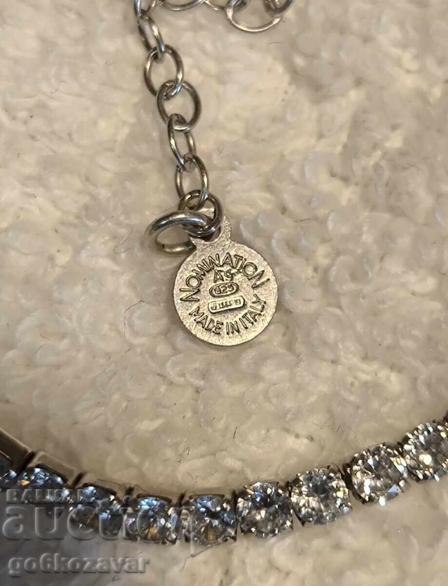 Аукцион Сребърна Прекрасна гривна,Мойсанит Италия ! За дами !