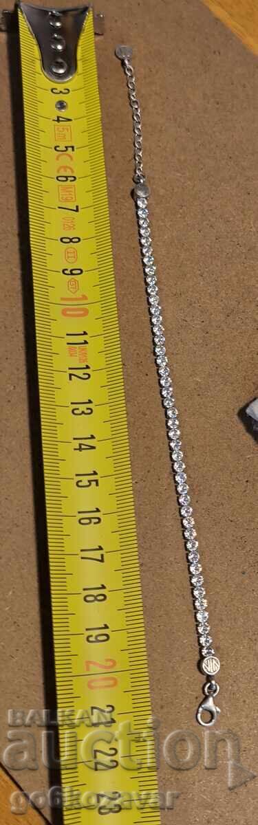 Доставка на Сребърна Прекрасна гривна,Мойсанит Италия ! За дами !