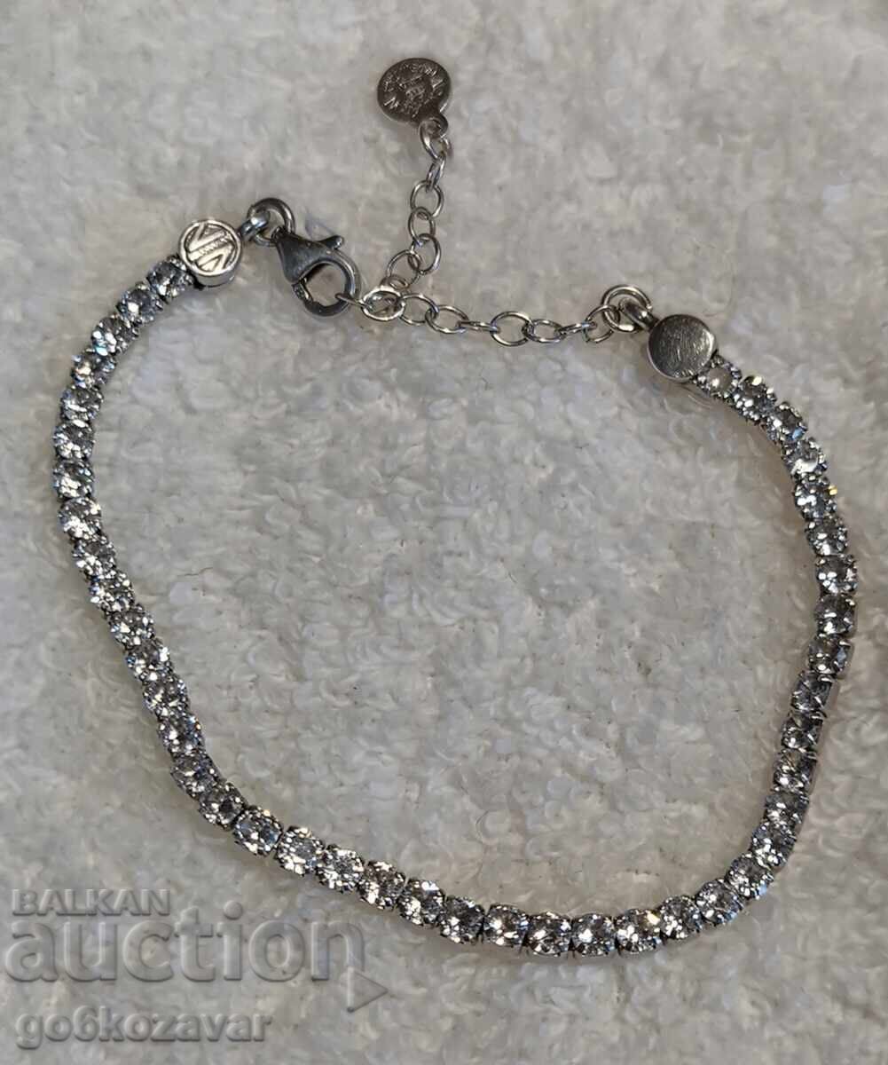 Сребърна Прекрасна гривна,Мойсанит Италия ! За дами ! - 6