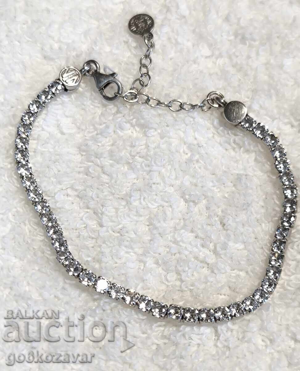 Сребърна Прекрасна гривна,Мойсанит Италия ! За дами ! - 7
