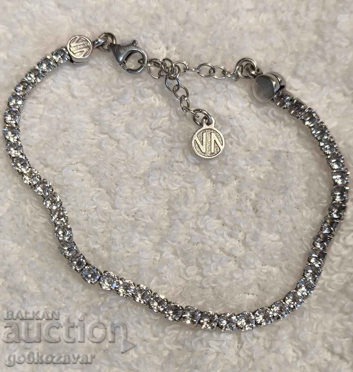 Сребърна Прекрасна гривна,Мойсанит Италия ! За дами !