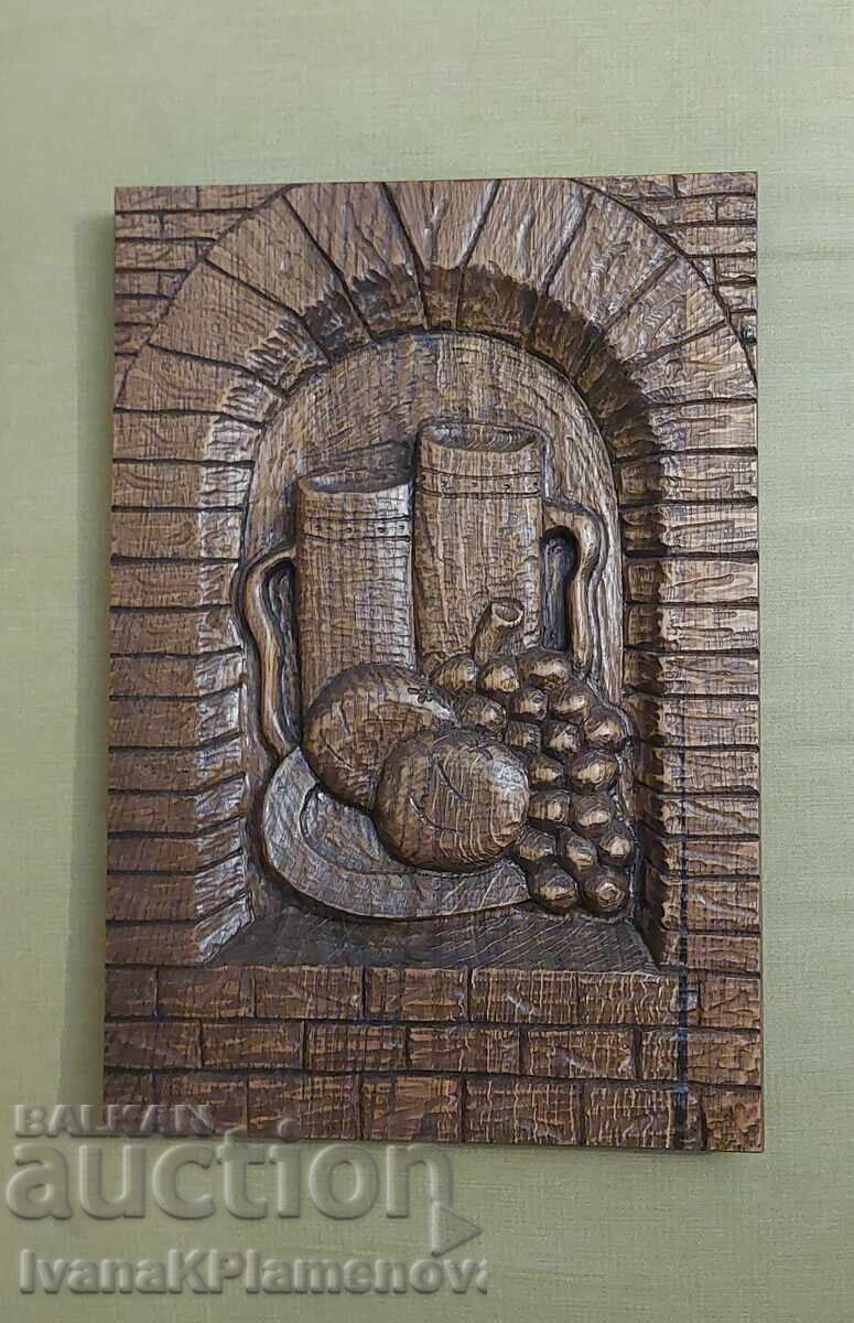 Auction  Wood carving, solid wood, for connoisseurs, 44cm x 30cm