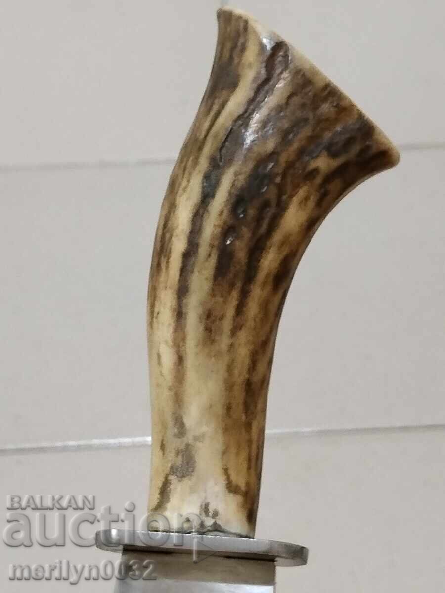 Hunting knife with sheath, deer antler handle - 6 Hunting knife with sheath, deer antler handle - 6