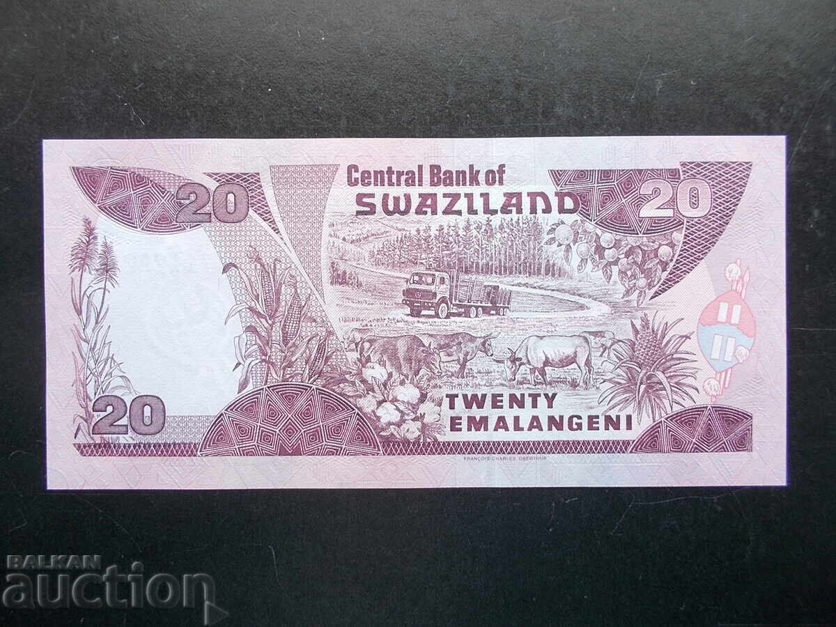 SWAZILAND, 20 emalangeni, 1998, UNC cu preț 24.99 BGN | € 12.78