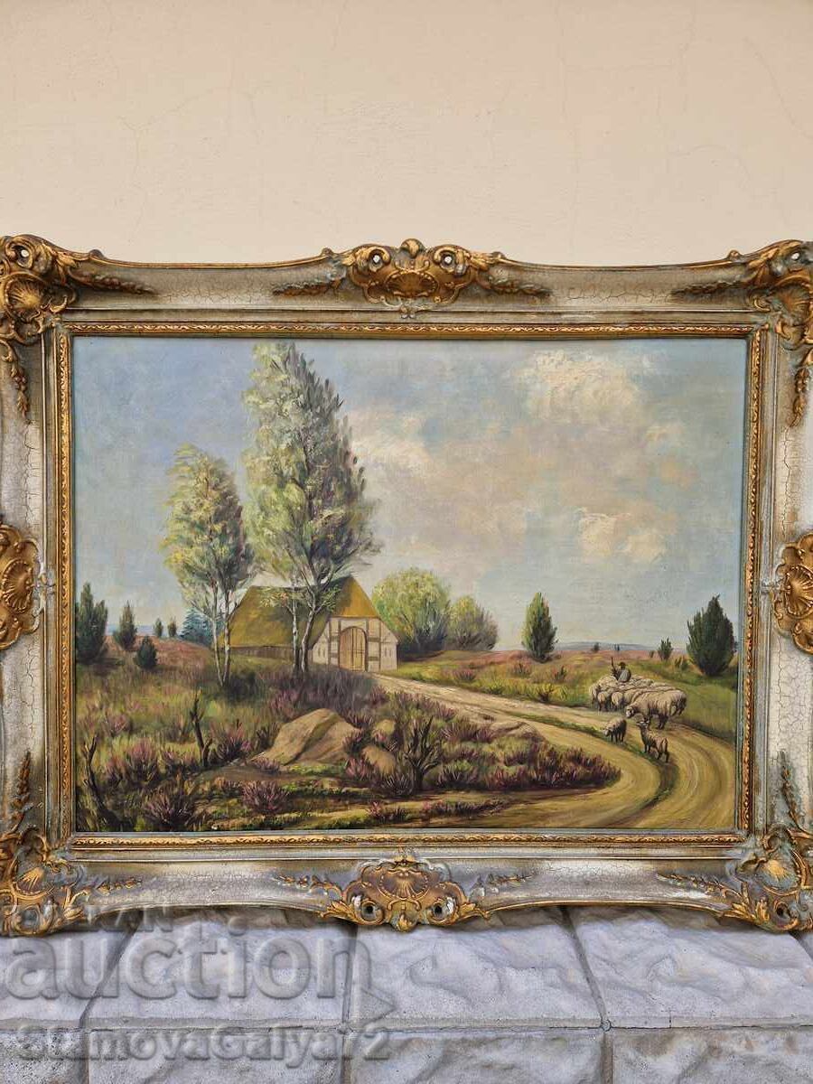 Auction  Unique antique Belgian oil painting on canvas