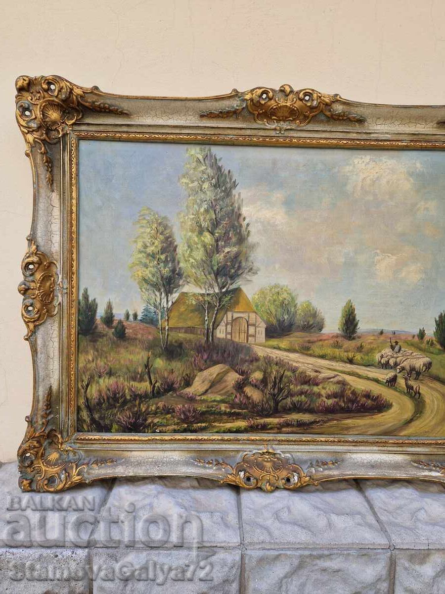 Μοναδικός αντίκα πίνακας Βελγικής ζωγραφικής, λάδι σε καμβά - 5