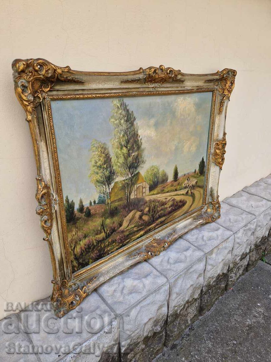 Уникална антикварна белгийска картина масло върху платно - 6