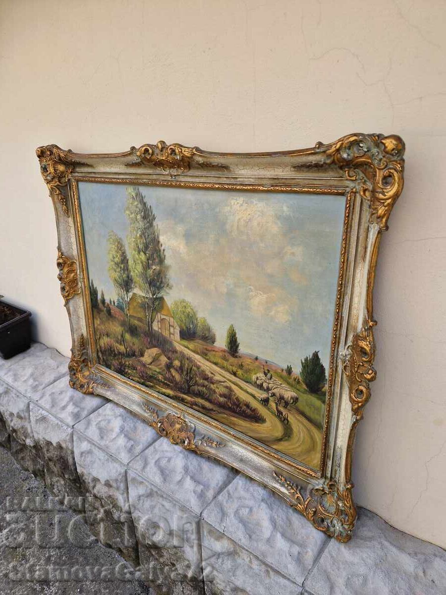 Unique antique Belgian oil painting on canvas - 7