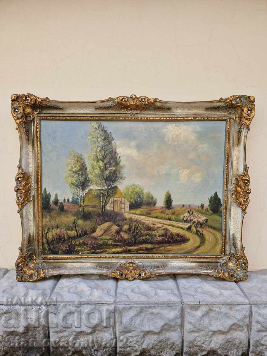 Μοναδικός αντίκα πίνακας Βελγικής ζωγραφικής, λάδι σε καμβά