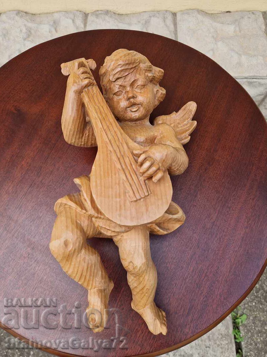 Pair of Unique Antique Wooden Angel Figures - 5 Pair of Unique Antique Wooden Angel Figures - 5