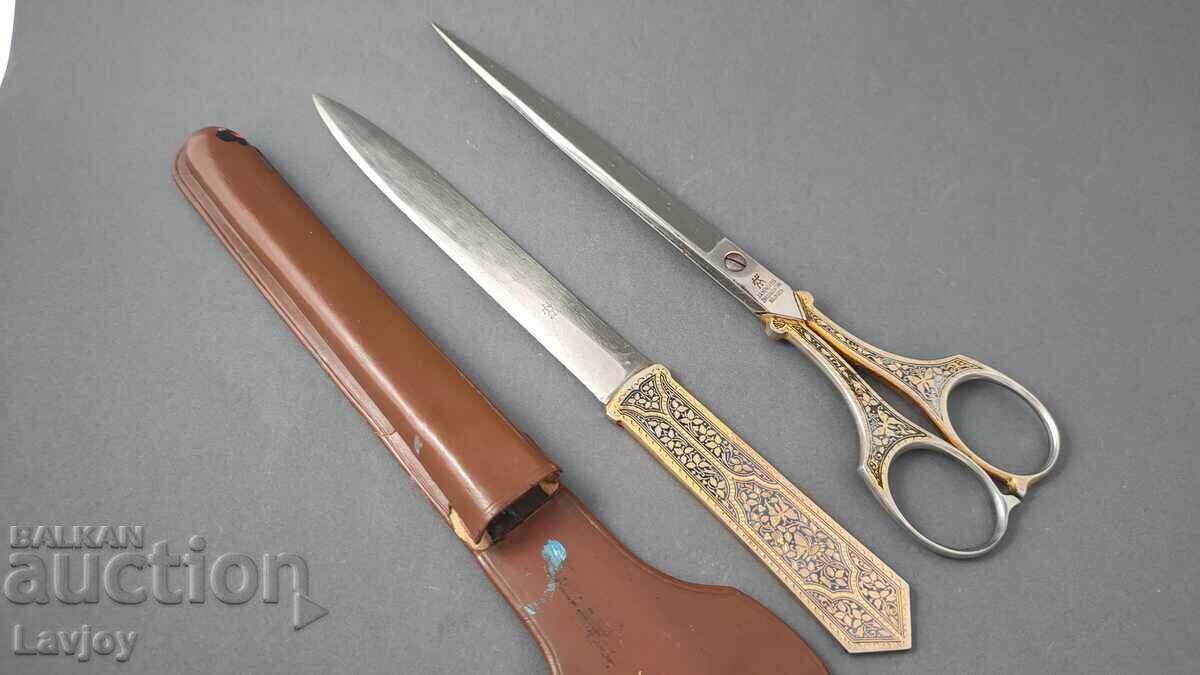 Auction  Unique Solingen letter opener and scissors set