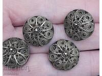Set de nasturi argintii etnografici, filigran